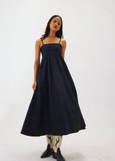 Strapless Poplin Midi Dress
